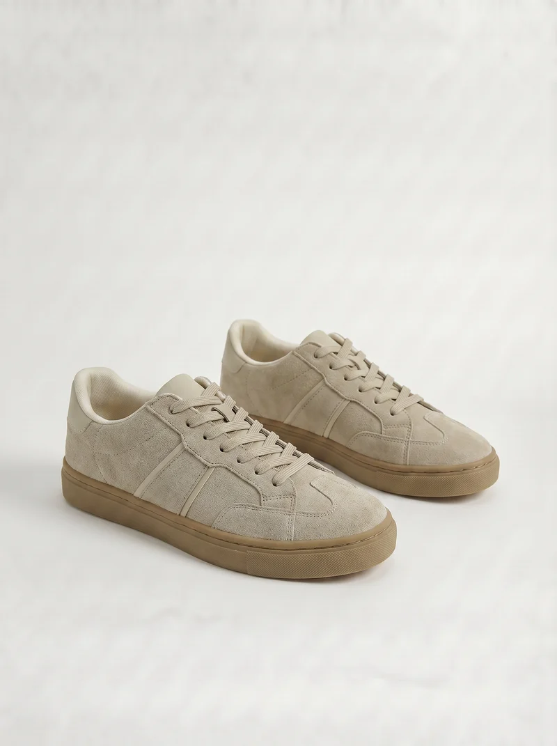 Sneakers beige effetto scamosciato uomo - Beige