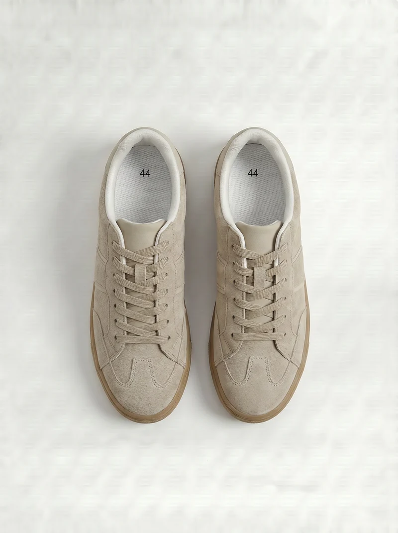 Sneakers beige effetto scamosciato uomo - Beige