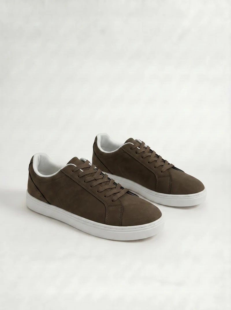 Sneakers minimal da uomo in poliuretano - Marrone