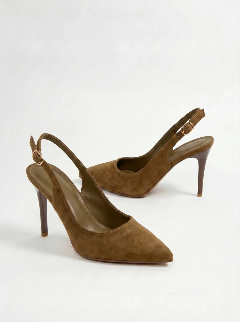 Slingback tacco a spillo in 3 varianti - Marrone