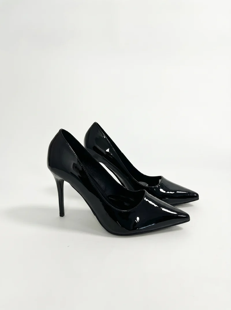 Décolletè vernice nera tacco 100 mm - Nero
