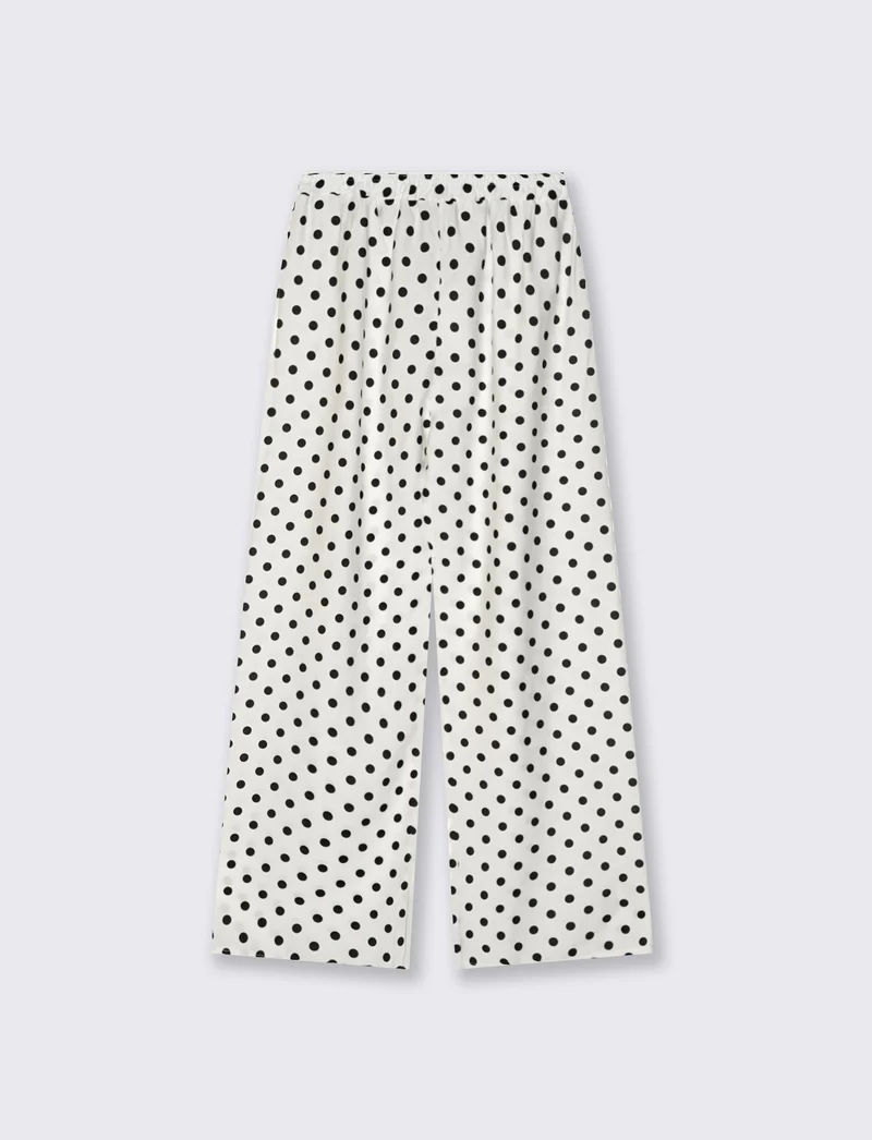 Pantaloni morbidi con coulisse per donna - Bianco-nero