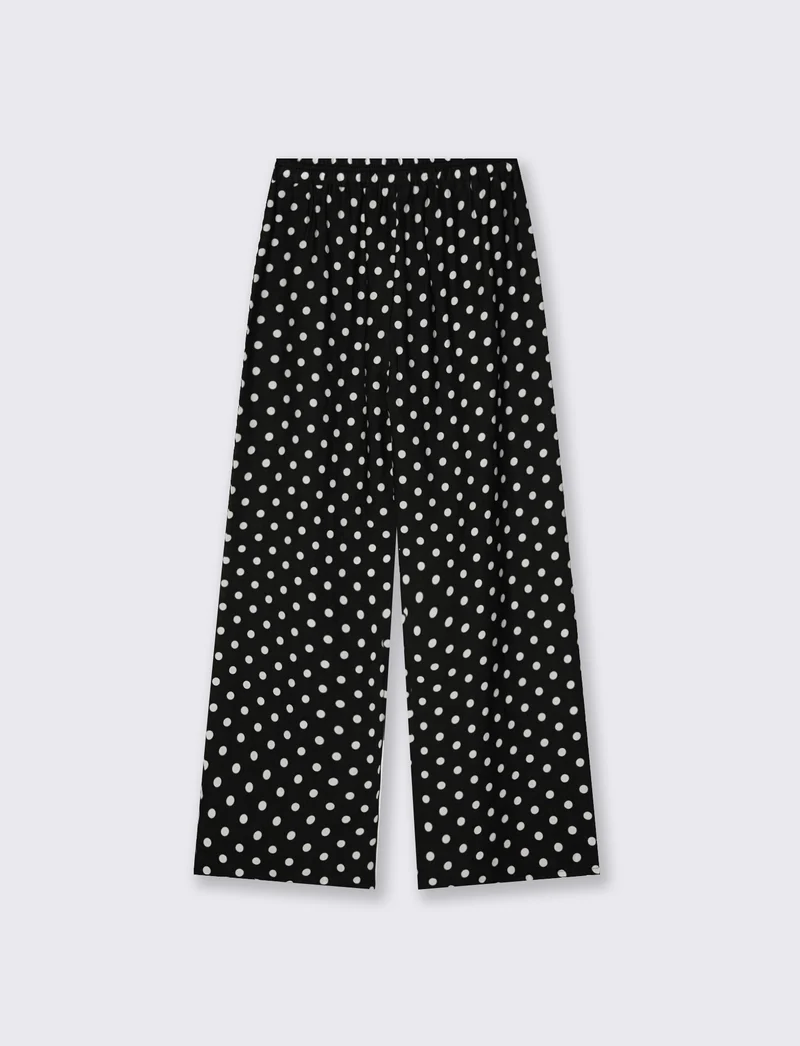 Pantaloni morbidi con coulisse per donna - Nero-bianco