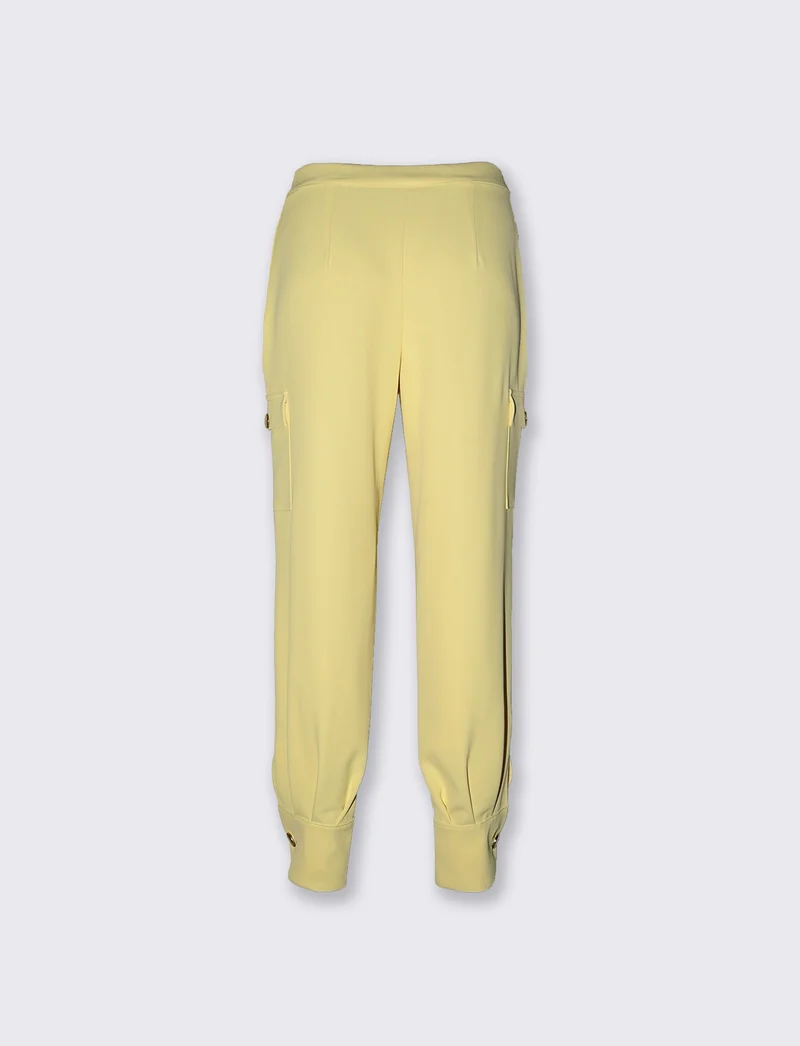Pantaloni cargo vita alta con tasconi donna - Giallo