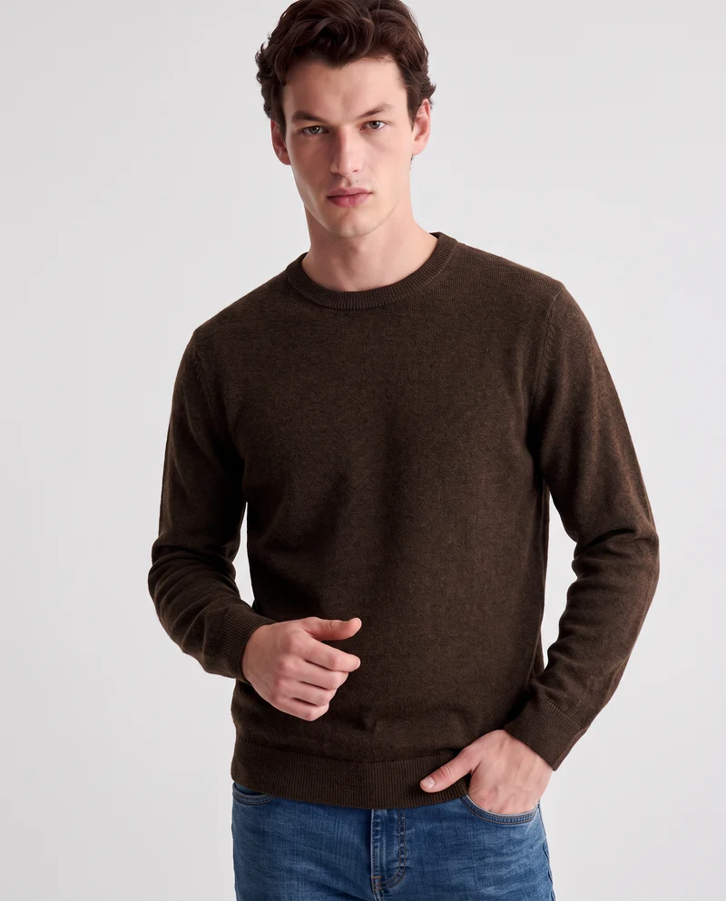 Maglia Girocollo Basic in Filato Comfort - Moro