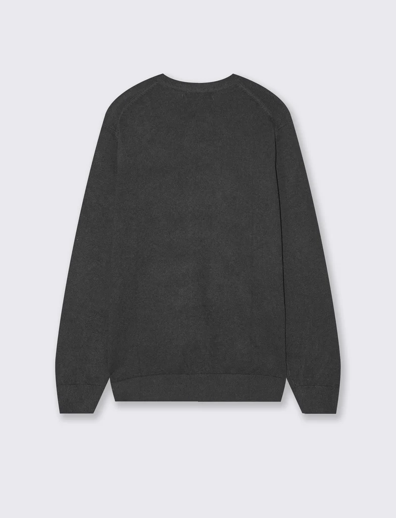 Maglia Girocollo Basic in Filato Comfort - Antracite melange