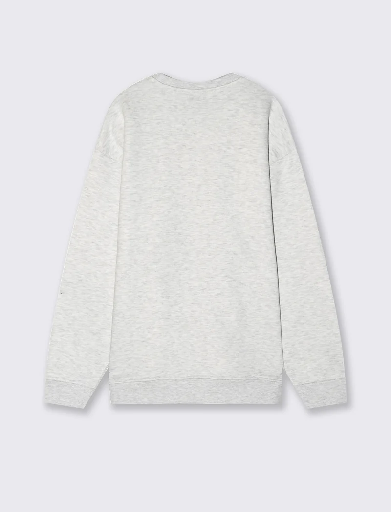 Felpa girocollo relaxed fit in cotone - Grigio mel.