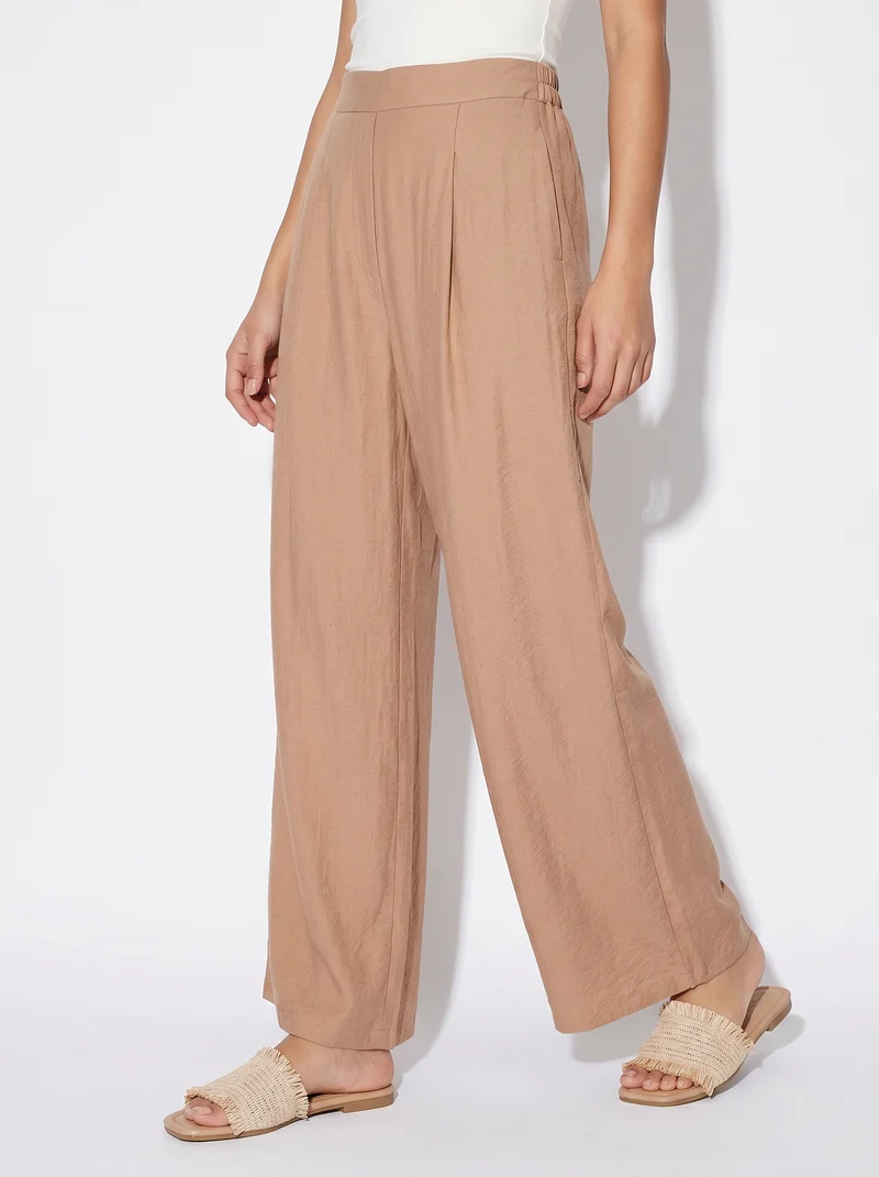 Pantalone palazzo donna vestibilità morbida - Beige