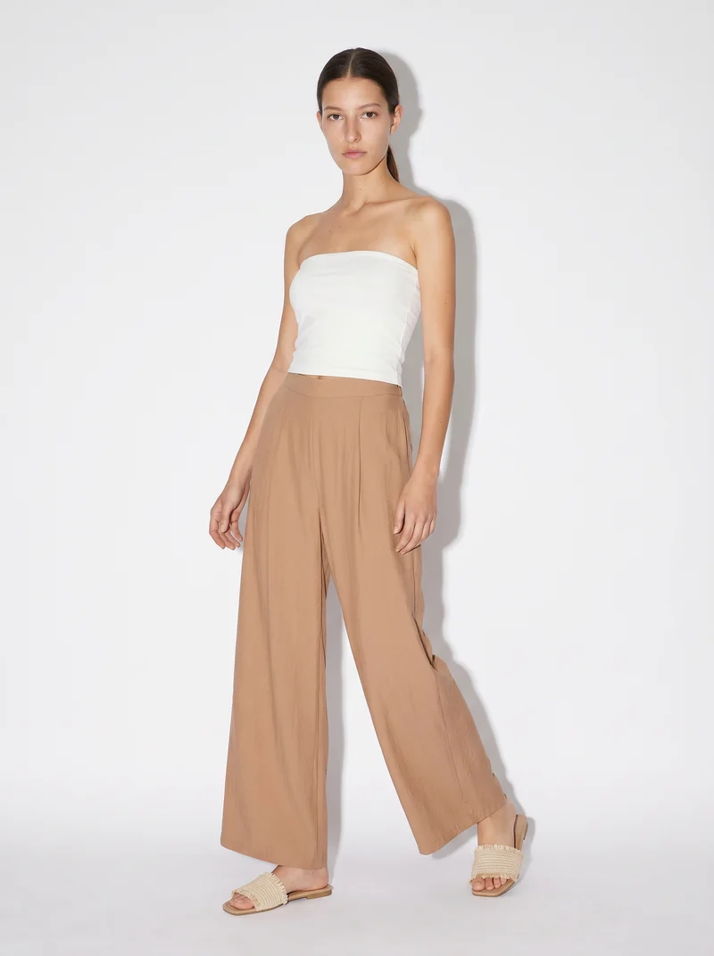 Pantalone palazzo donna vestibilità morbida - Beige
