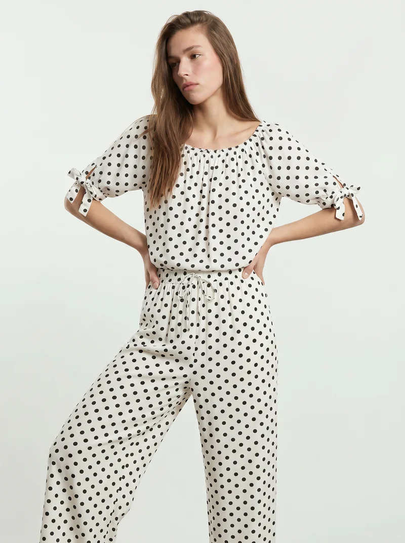 Casacca donna manica corta scollo a barca - Bianco-nero