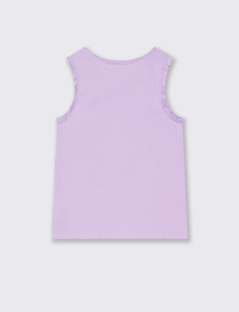 Canotta in cotone piccole rouches da bambina - Lilla