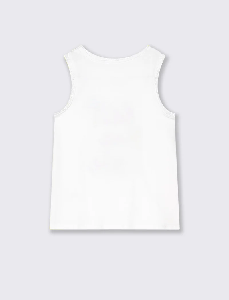Canotta in cotone piccole rouches da bambina - Bianco