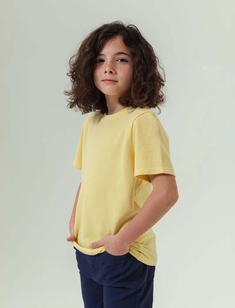 T-shirt in piquet da bambino - Giallo