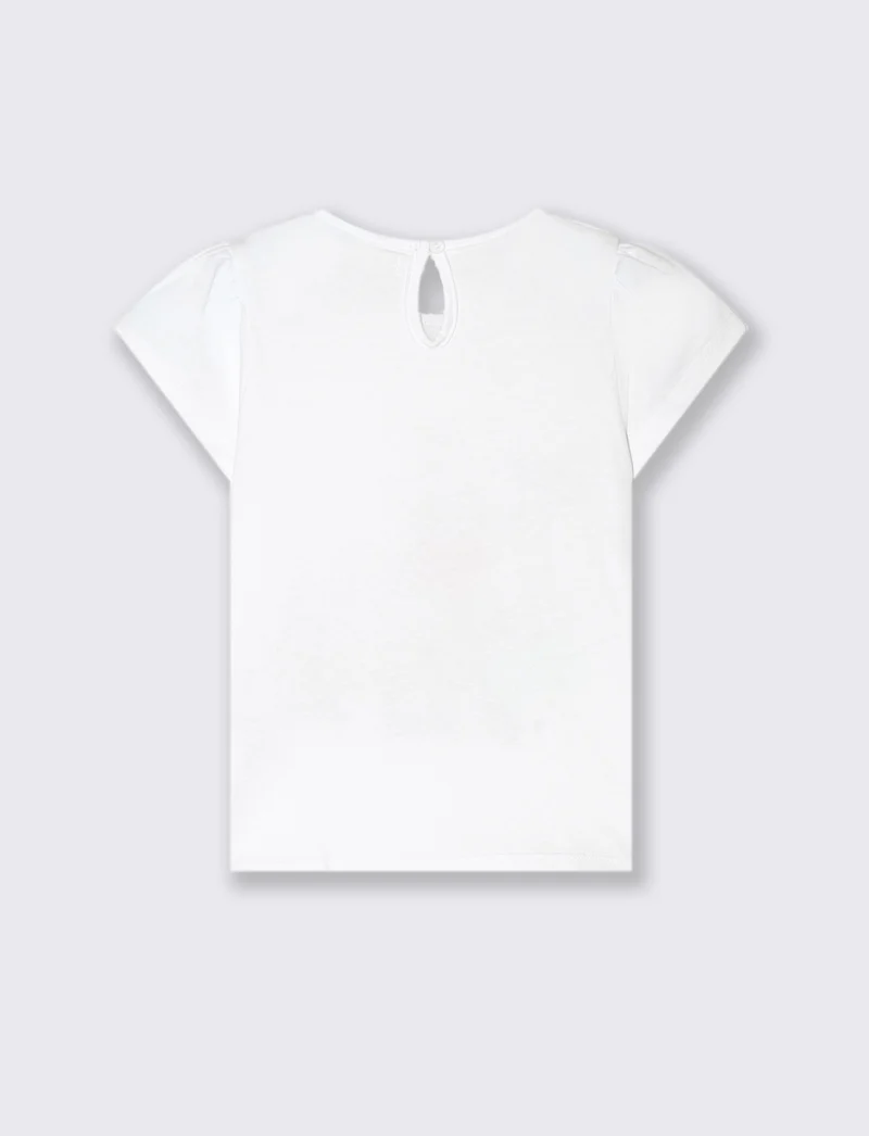 Maglia manica corta con stampa da neonata - Bianco