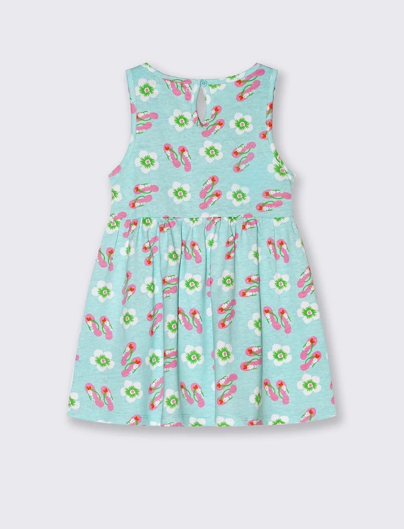 Abito stampato da neonata - Verde acqua