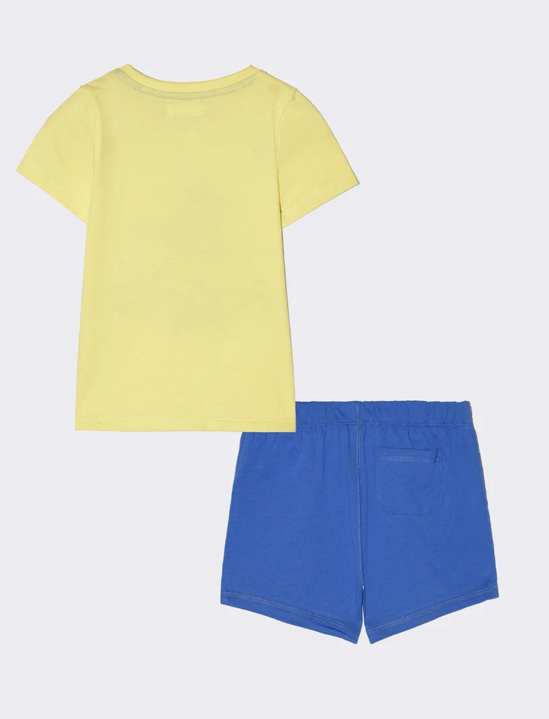 Completo maglietta e shorts da neonato - Giallo
