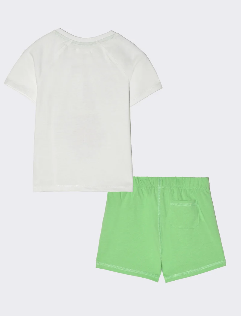 Completo maglietta e pantaloncini da neonato - Bianco