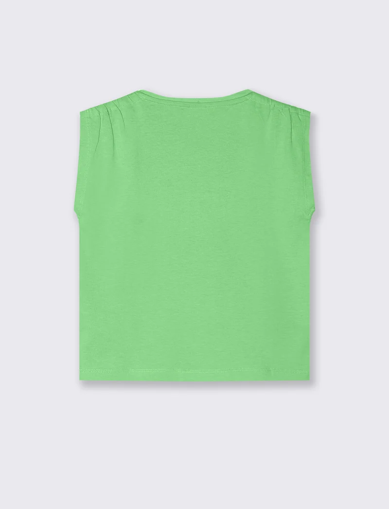 Canotta girocollo bambina. - Verde mela