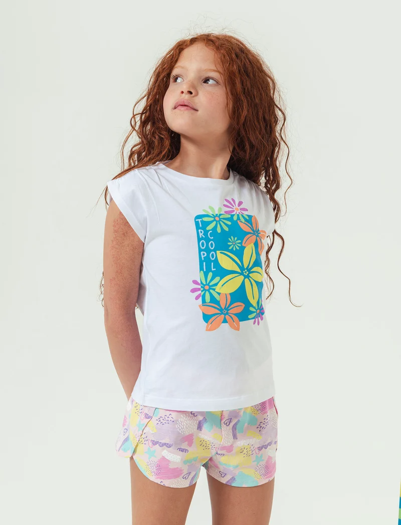 Canotta girocollo bambina. - Bianco