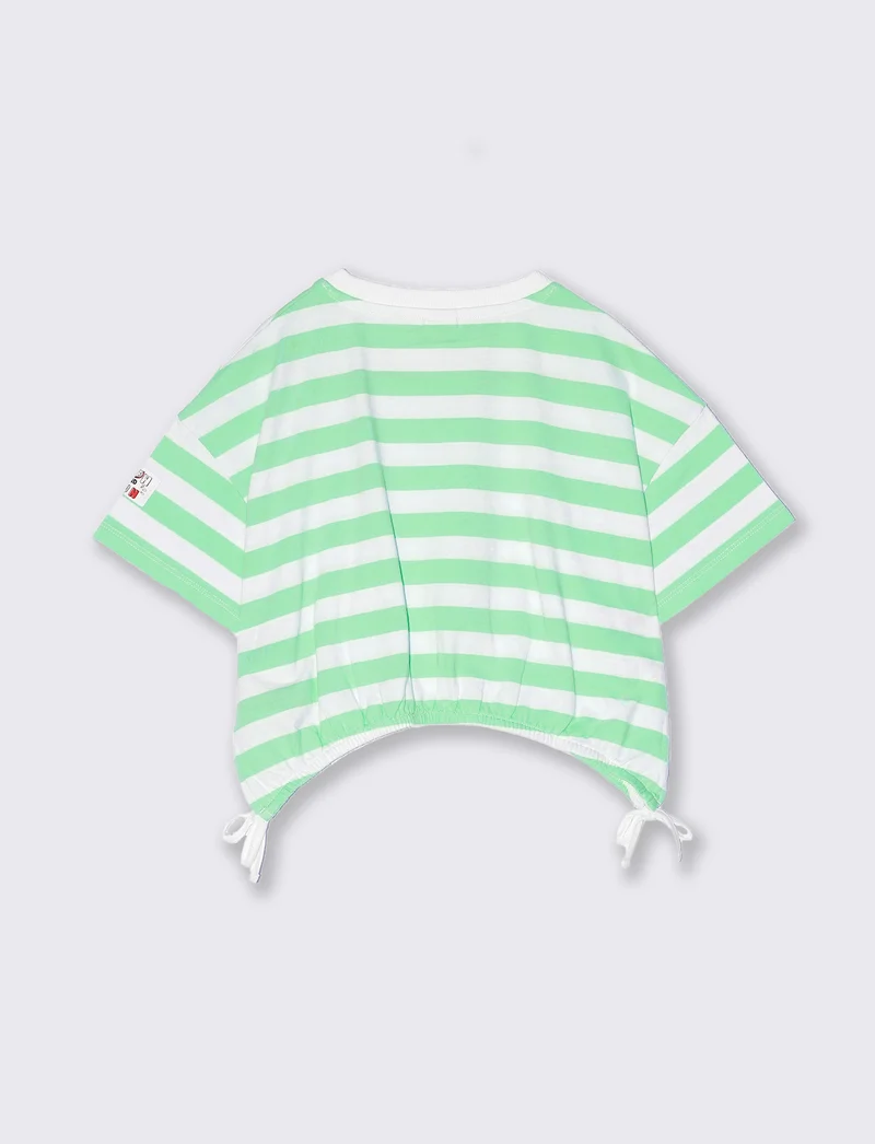 T-shirt a righe da bambina - Verde mela