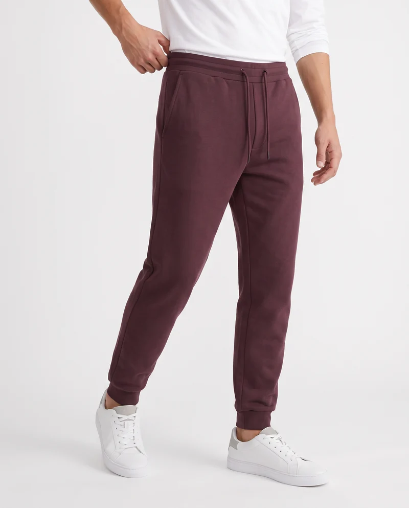Pantaloni Jogger Basic in Felpa Garzata - Bordeaux