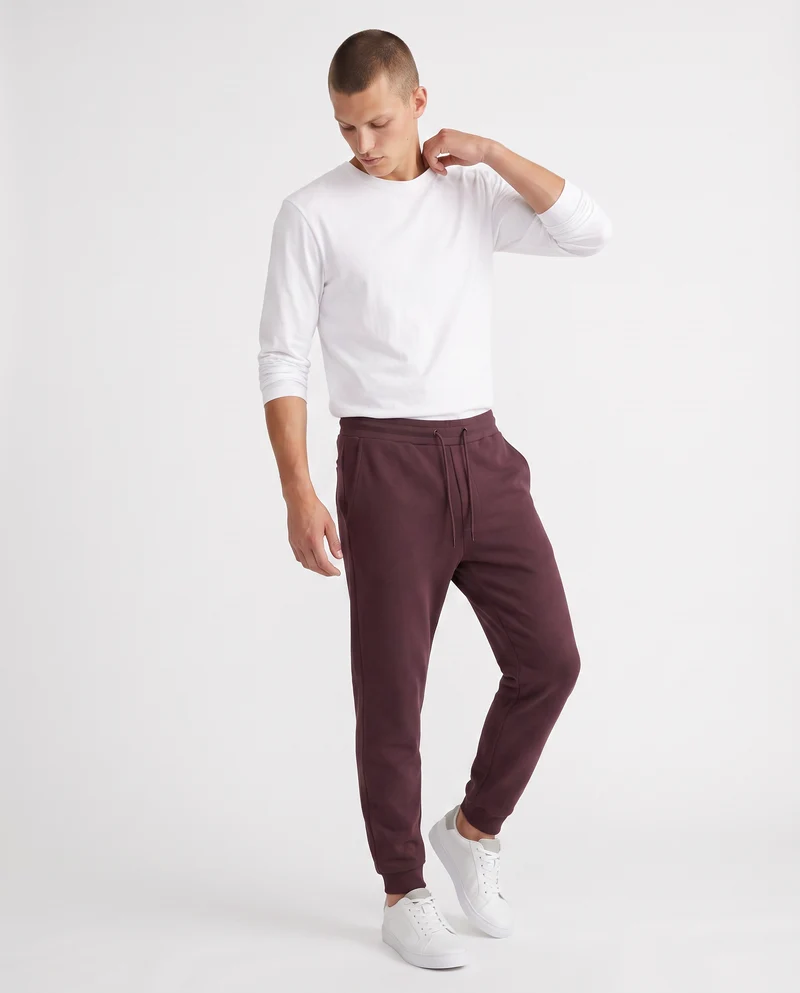 Pantaloni Jogger Basic in Felpa Garzata - Bordeaux