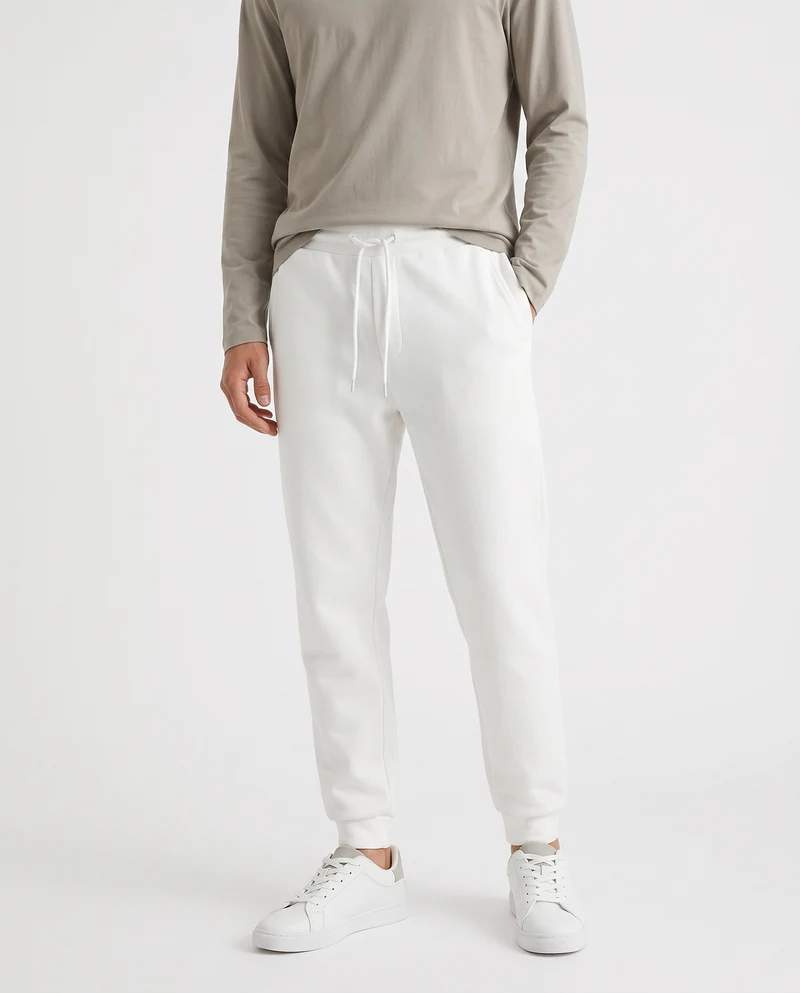 Pantaloni Jogger Basic in Felpa Garzata - Bianco