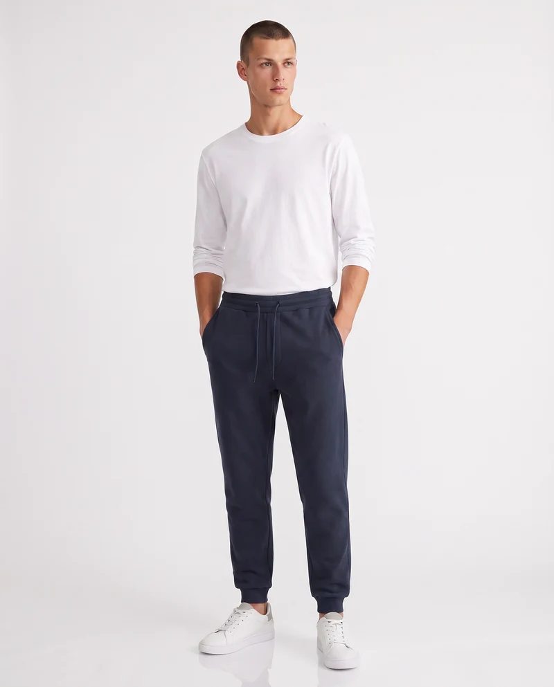 Pantaloni Jogger Basic in Felpa Garzata - Blu