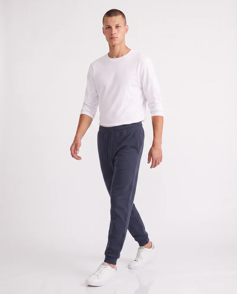 Pantaloni Jogger Basic in Felpa Garzata - Blu
