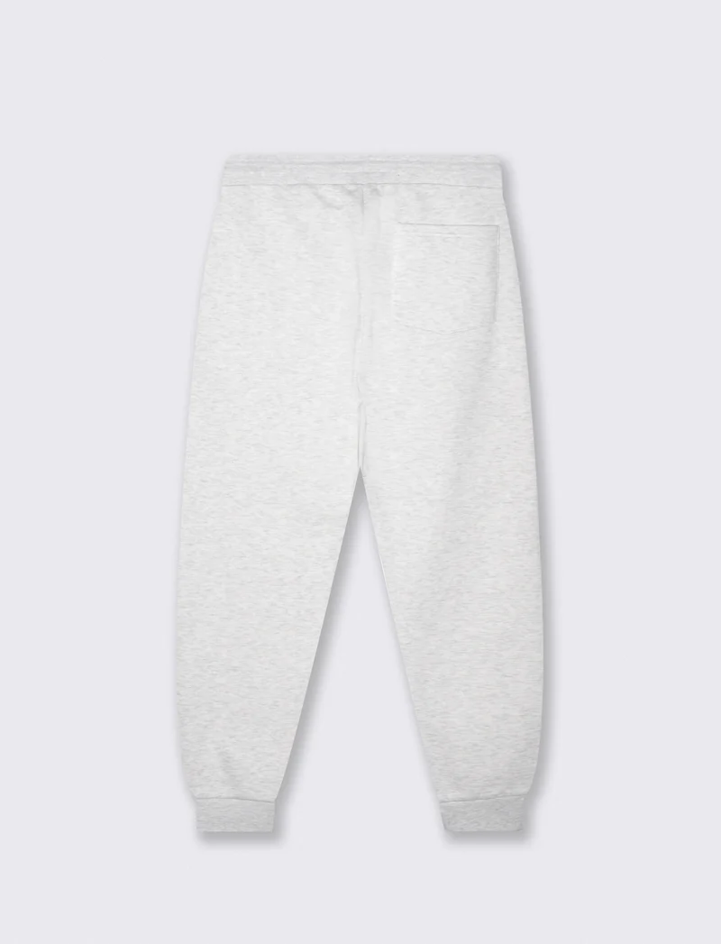 Pantaloni Jogger Basic in Felpa Garzata - Grigio mel.