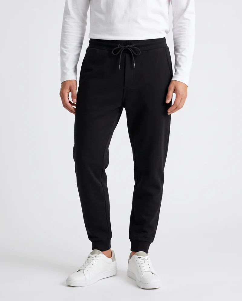 Pantaloni Jogger Basic in Felpa Garzata - Nero