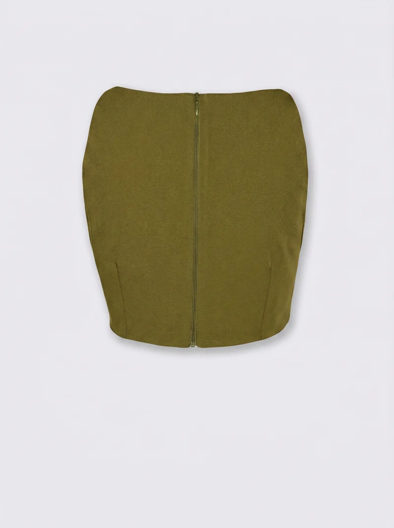 Top corto con bretelle e bottoni - militare
