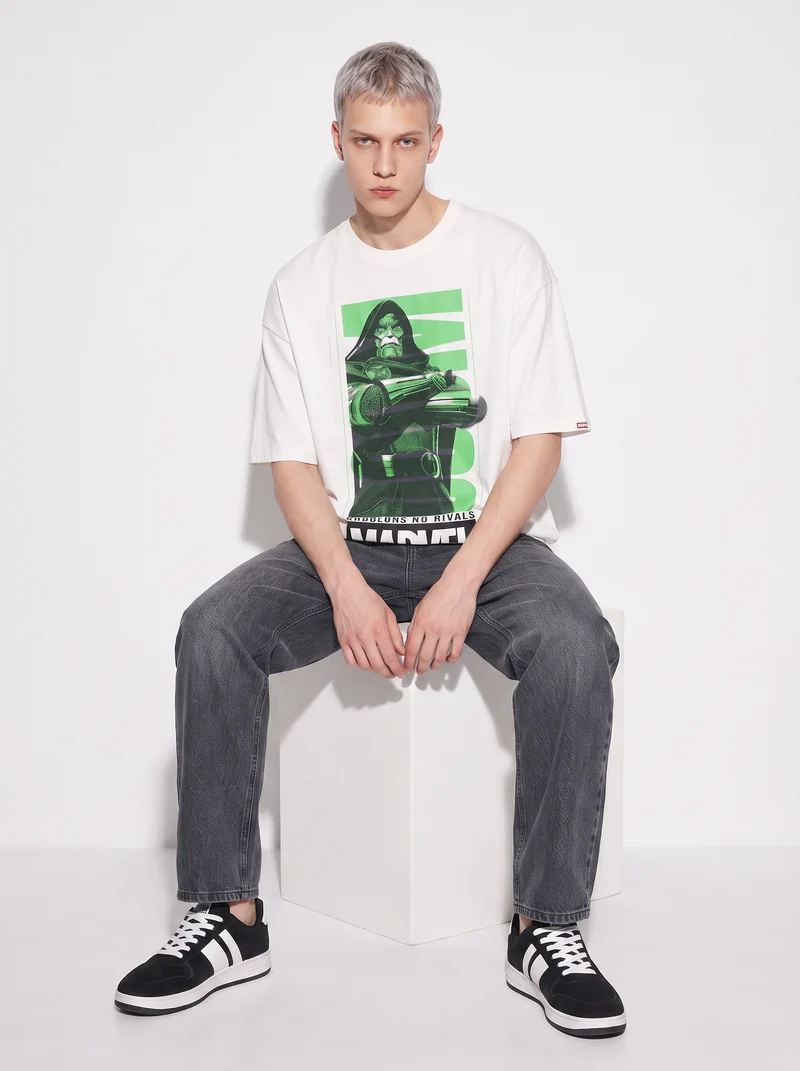T-shirt Marvel uomo girocollo boxy fit - Bianco