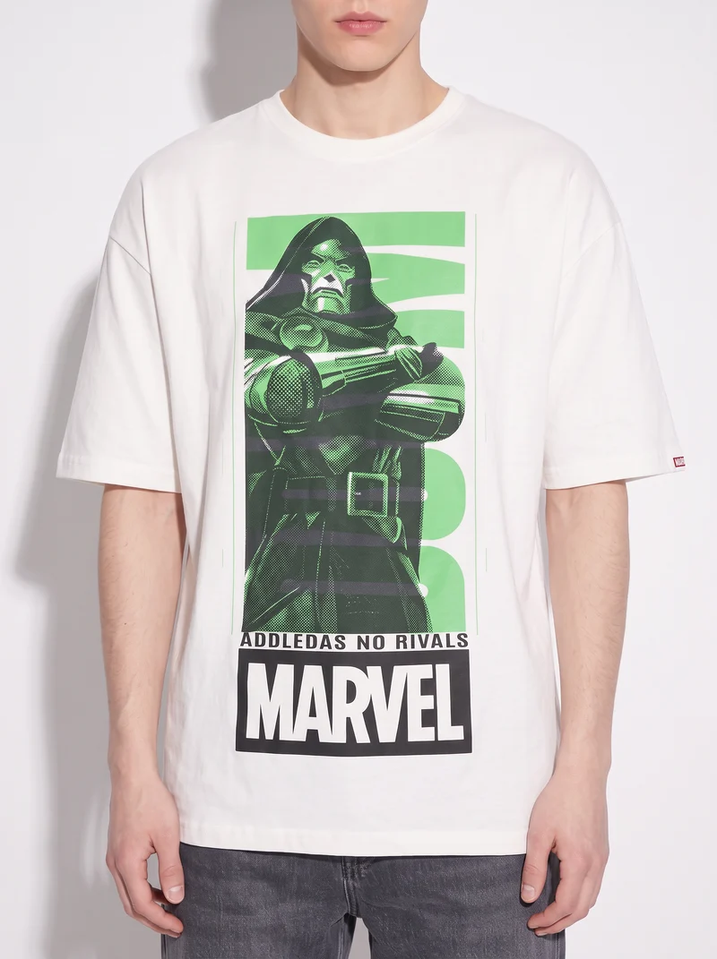 T-shirt Marvel uomo girocollo boxy fit - Bianco