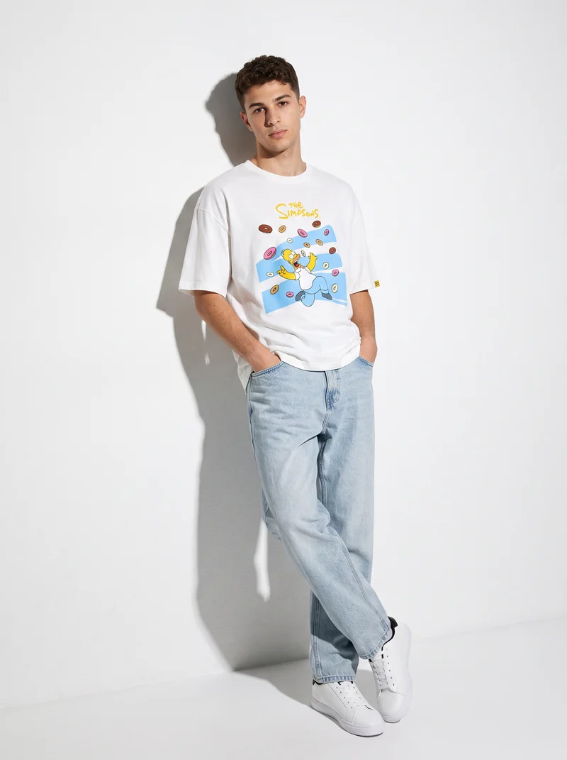 T-shirt Simpsons girocollo uomo boxy fit - Bianco