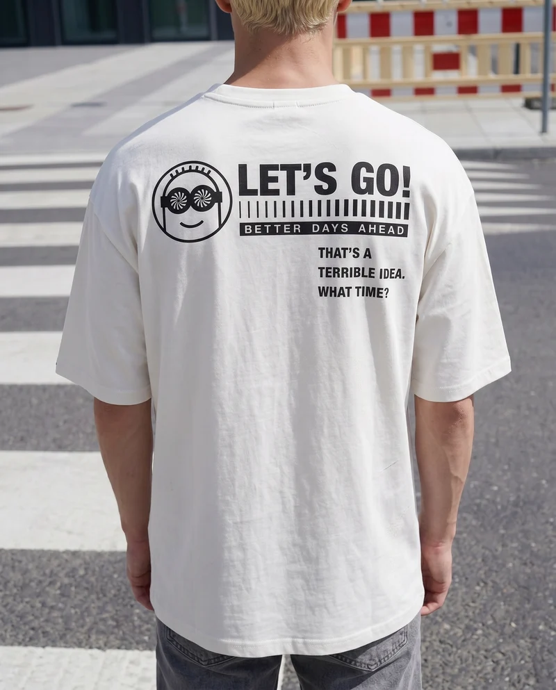 T-Shirt Minions Uomo Girocollo Boxy Fit - Bianco