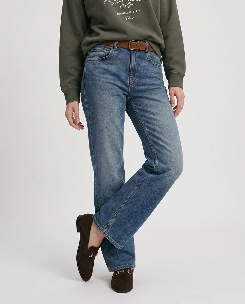 Jeans bootcut a vita bassa - DENIM SCURO