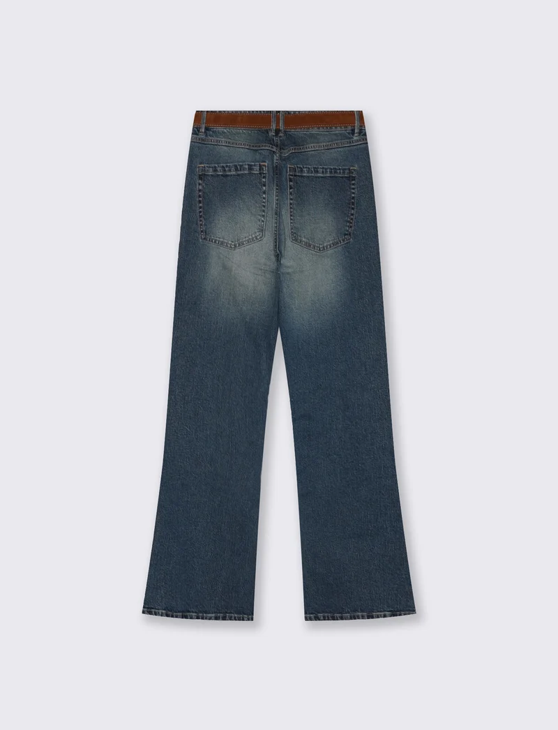 Jeans bootcut a vita bassa - DENIM SCURO