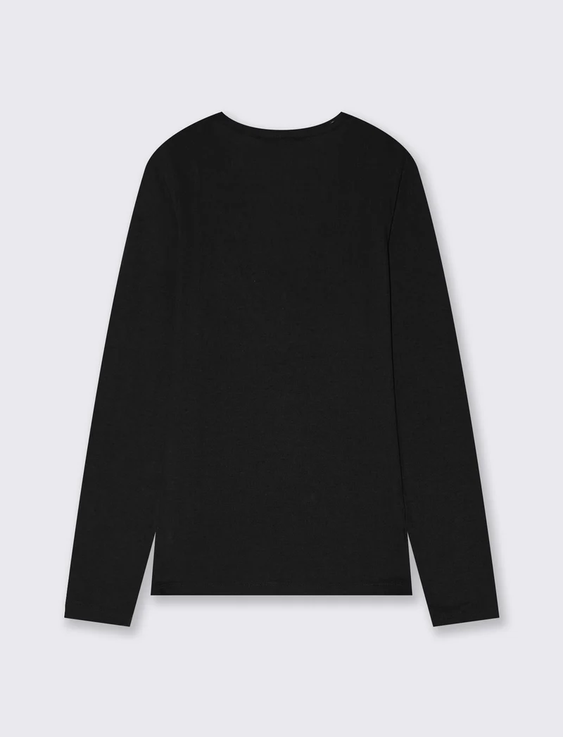 T-shirt manica lunga scollo madonna - Nero