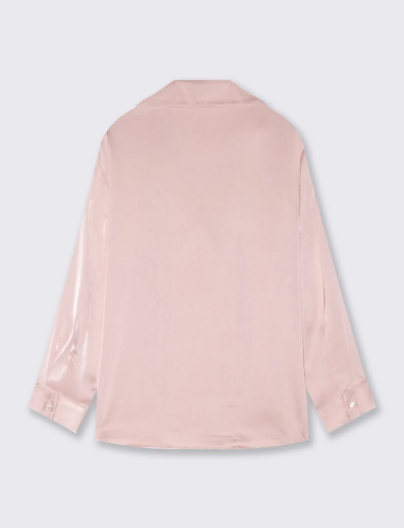 Camicia manica lunga con carrè retro - Rosa polvere