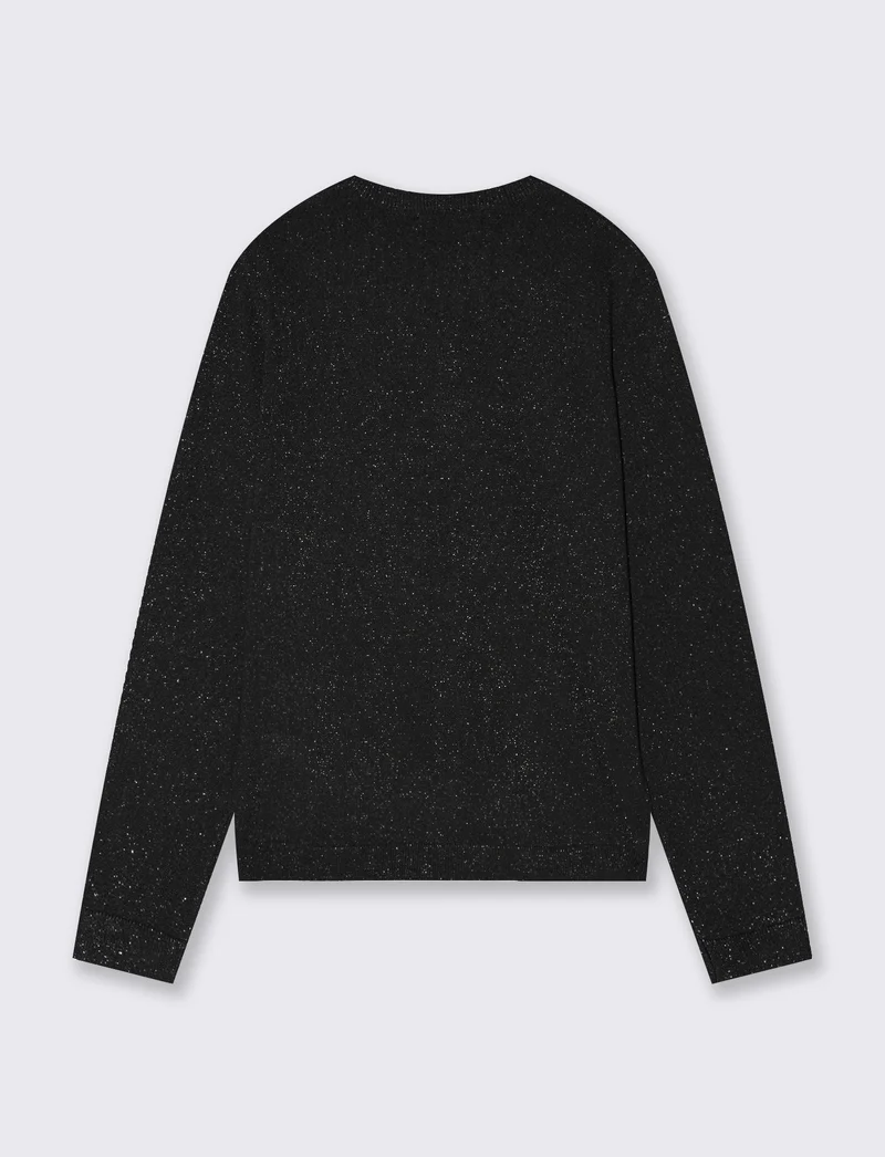 Cardigan in lurex con collo paricollo - Nero