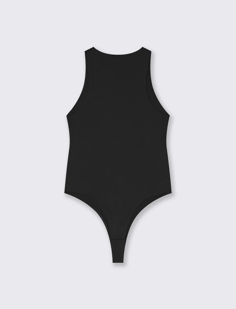 Body giromanica in tessuto elasticizzato - Nero