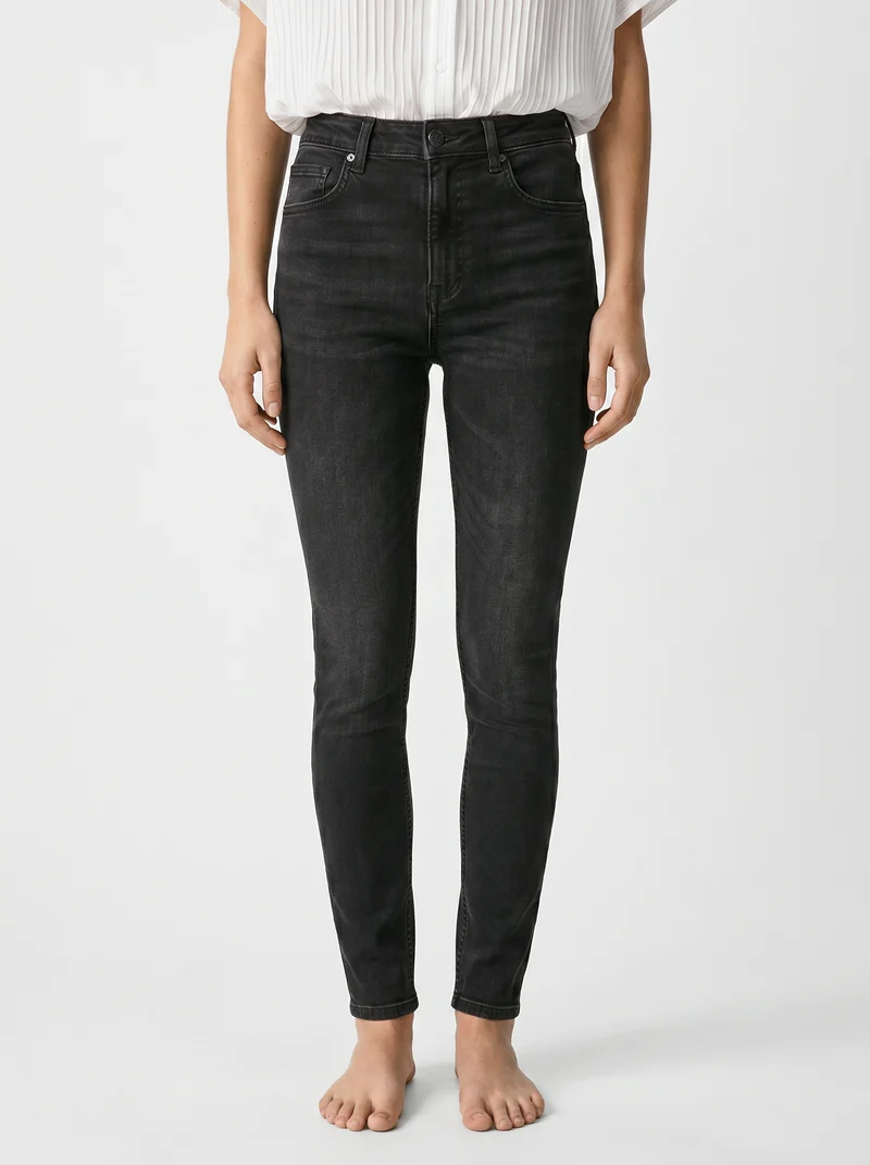 Jeans super skinny 5 tasche vita media - Nero