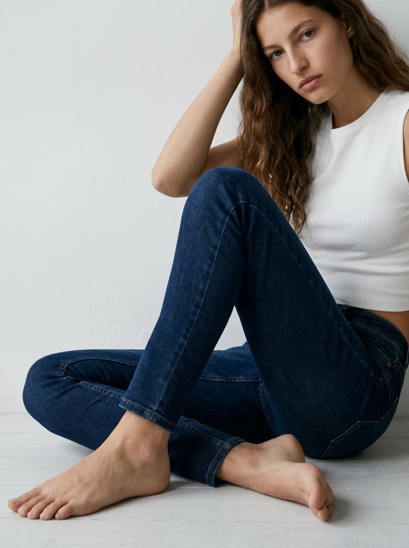 Jeans super skinny 5 tasche vita media - DENIM SCURO