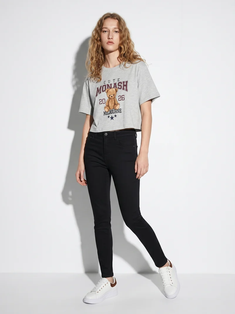 Jeans skinny con vita media ideale - Nero