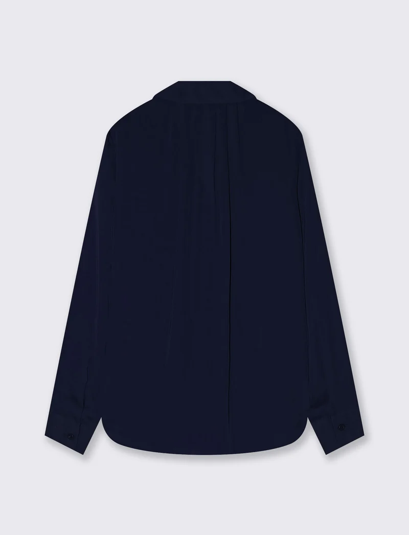 Camicia manica lunga con pieghe posteriori - Blu