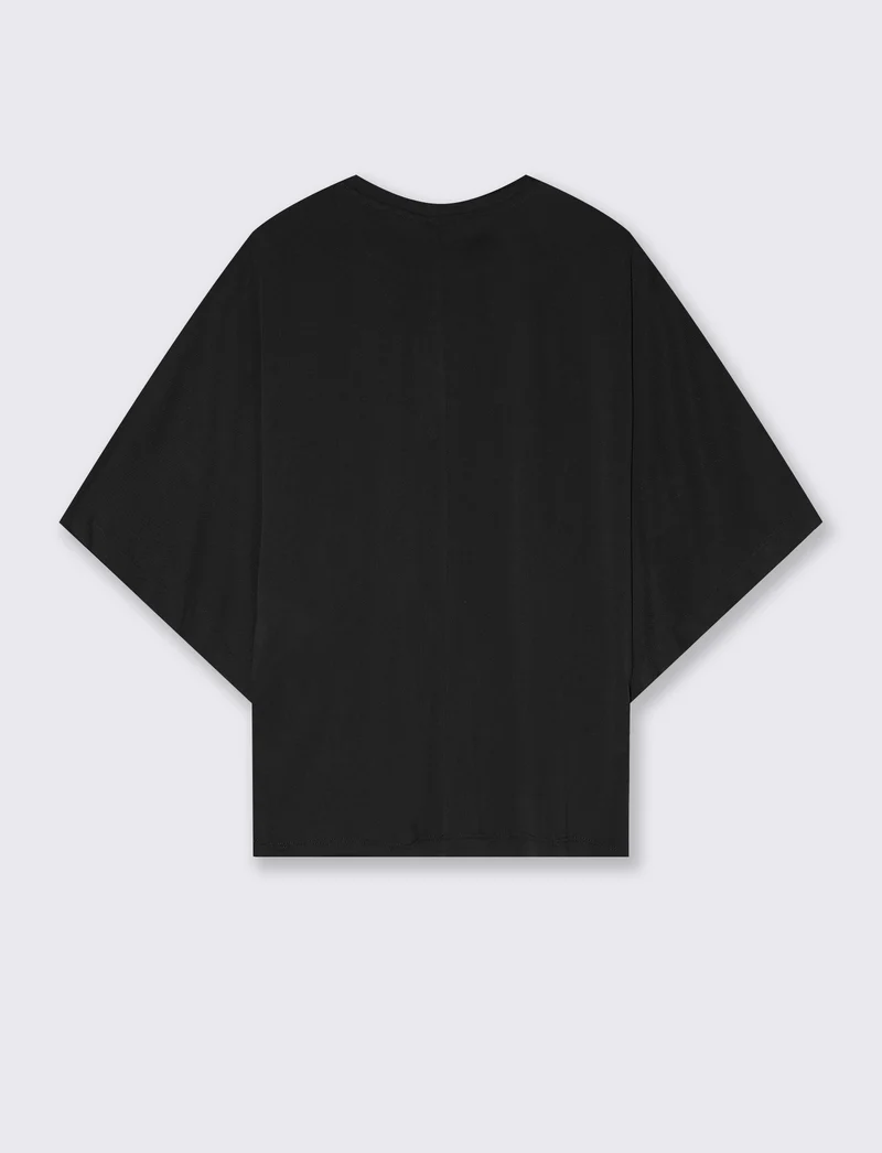 T-shirt girocollo con maniche a pipistrello - Blu