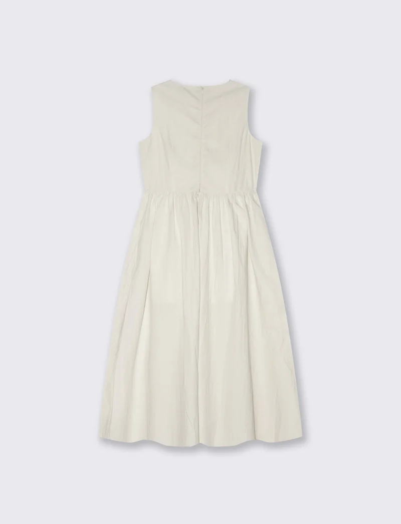 Vestito lungo smanicato con gonna ampia - Avorio