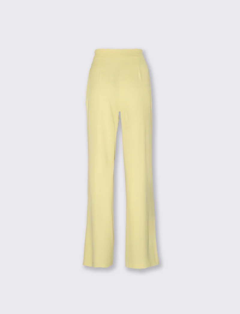 Pantalone classico vita alta gamba ampia donna - Giallo