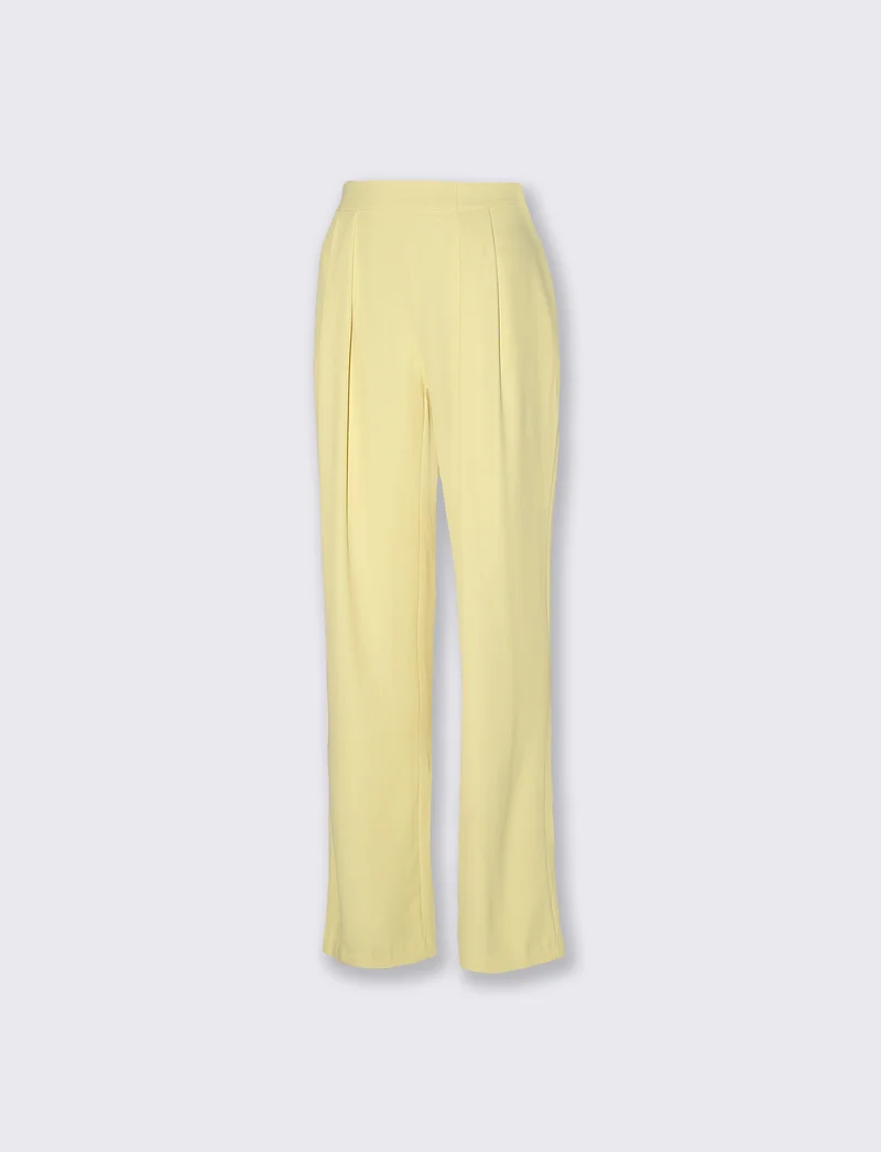 Pantalone classico vita alta gamba ampia donna - Giallo